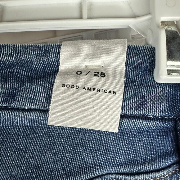 Good American Womens Good Waist Crop Skinny High Rise Ripped Jeans Size 25 Blue - Picture 6 of 9